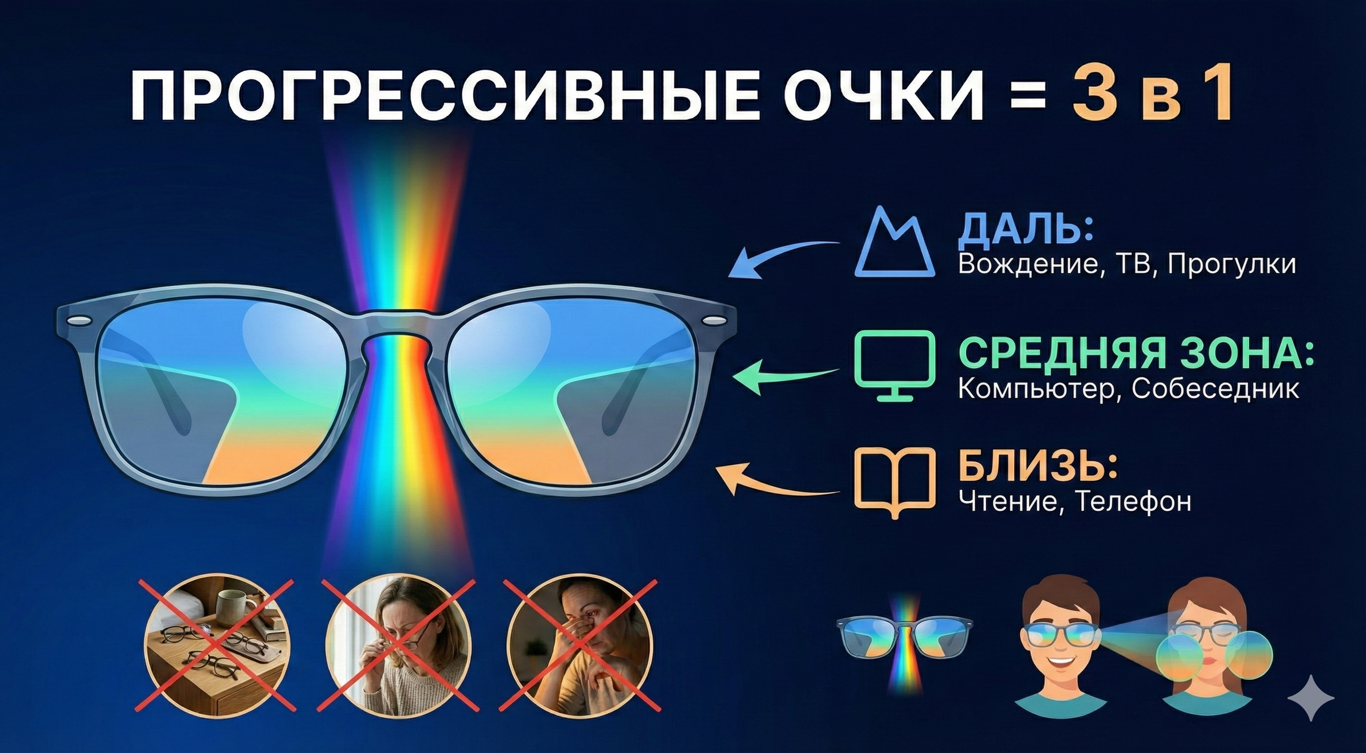 Прогрессивные очки комплект